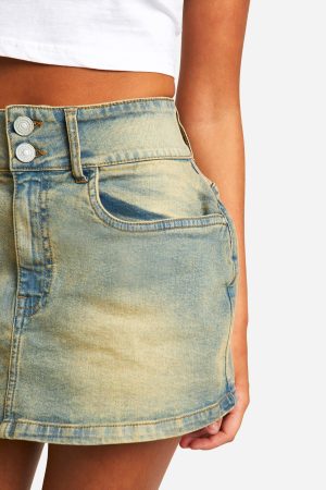 Vintage Wash Denim Mini Skirt