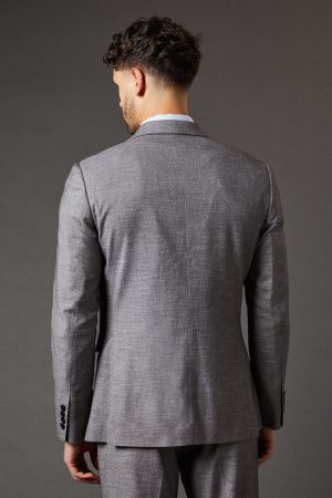 Mid Grey Sharkskin Slim Fit Suit Jacket