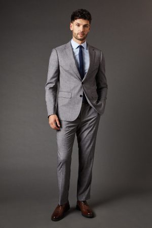Mid Grey Sharkskin Slim Fit Suit Jacket