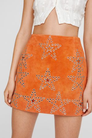 Premium Star Studded Suede Mini Skirt