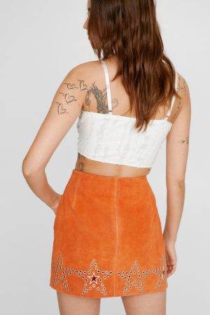 Premium Star Studded Suede Mini Skirt