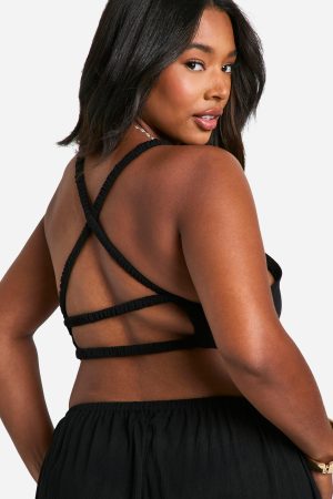 Plus Cheesecloth Halterneck Cut Out Maxi Dress