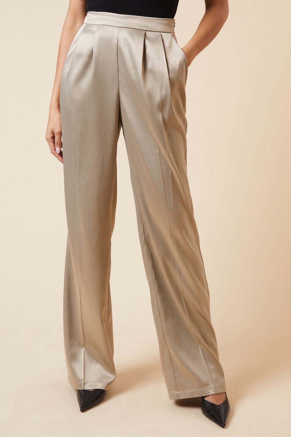 Tall Metallic Wide Leg Trouser