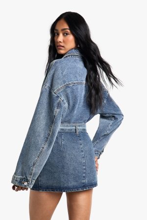 Buckle Detail Denim Mini Skirt
