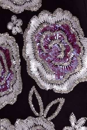 Beaded Flower Sequin Mini Dress