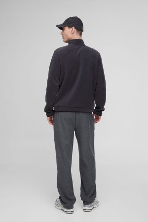 Regular Fit Embroidered Polar Fleece Quarter Zip Sweatshirt