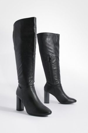 Block Heel Knee High Boots