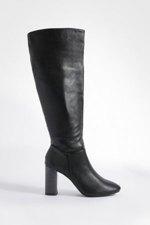 Block Heel Knee High Boots