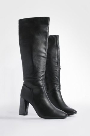 Block Heel Knee High Boots