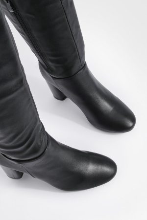 Block Heel Knee High Boots
