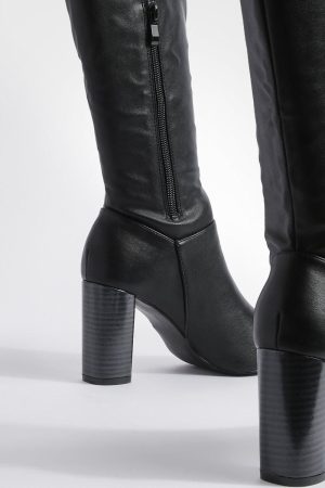 Block Heel Knee High Boots