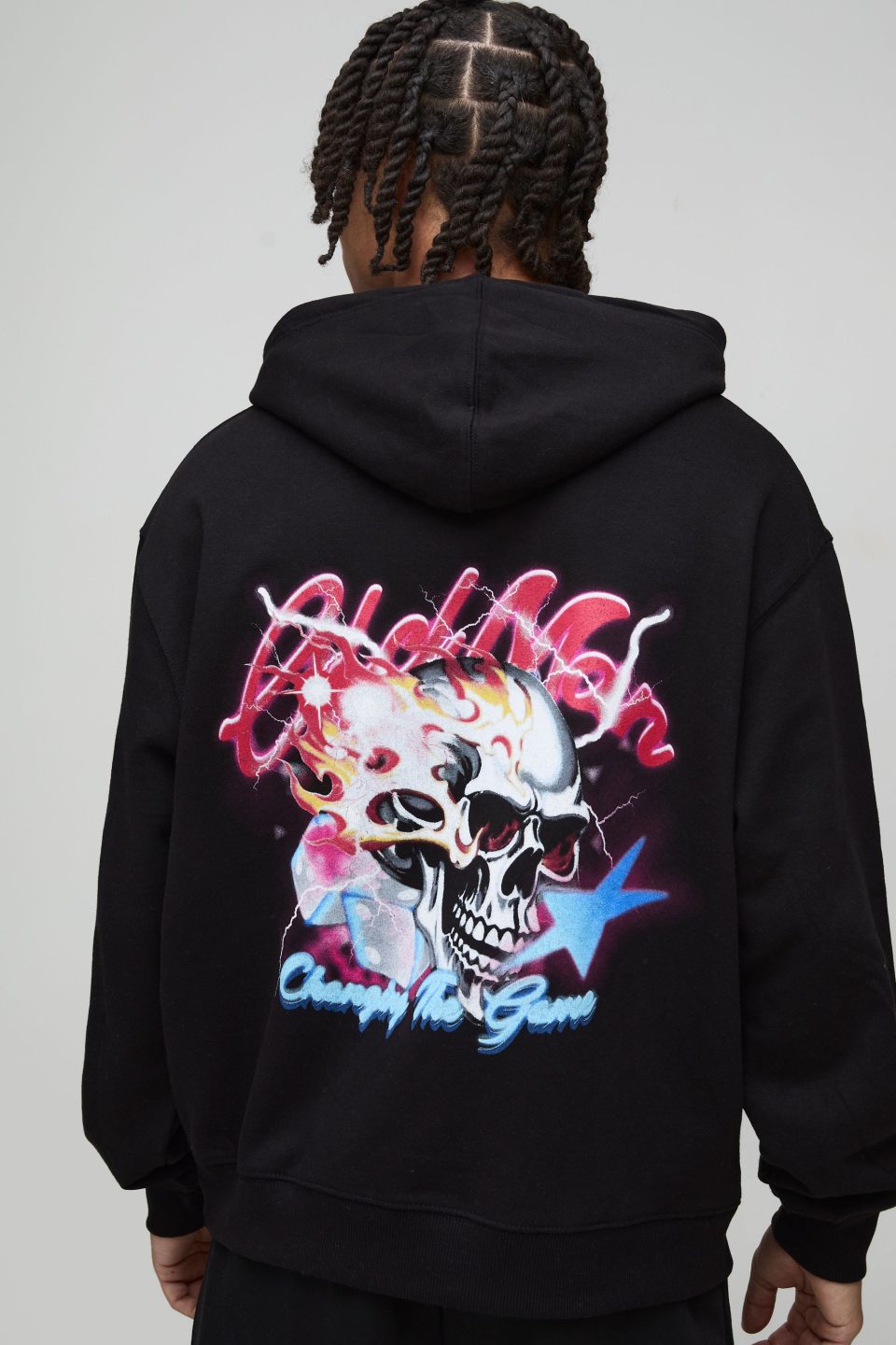 Boxy OFCL Skull Star Graphic Hoodie