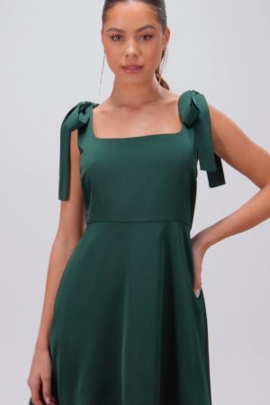 Tie Shoulder Satin Bridesmaids Mini Dress