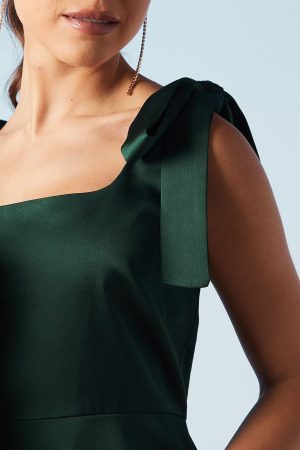 Tie Shoulder Satin Bridesmaids Mini Dress