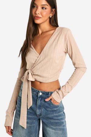 Brushed Rib Wrap Around Top