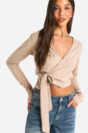Brushed Rib Wrap Around Top