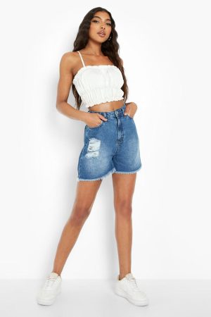 Tall Distressed Frayed Denim Shorts