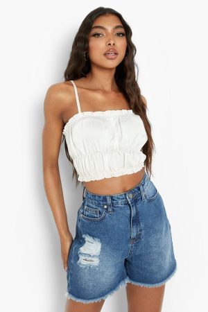 Tall Distressed Frayed Denim Shorts
