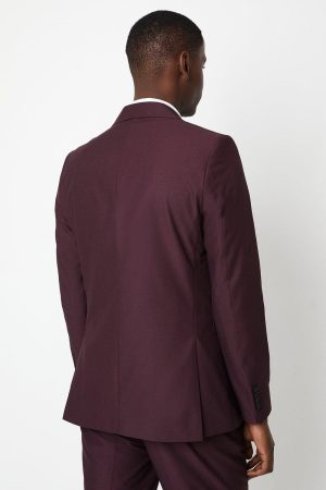 Slim Fit Burgundy 2 Button Suit Jacket