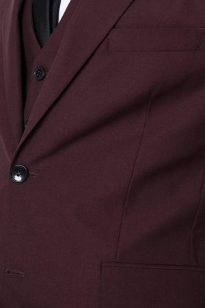 Slim Fit Burgundy 2 Button Suit Jacket