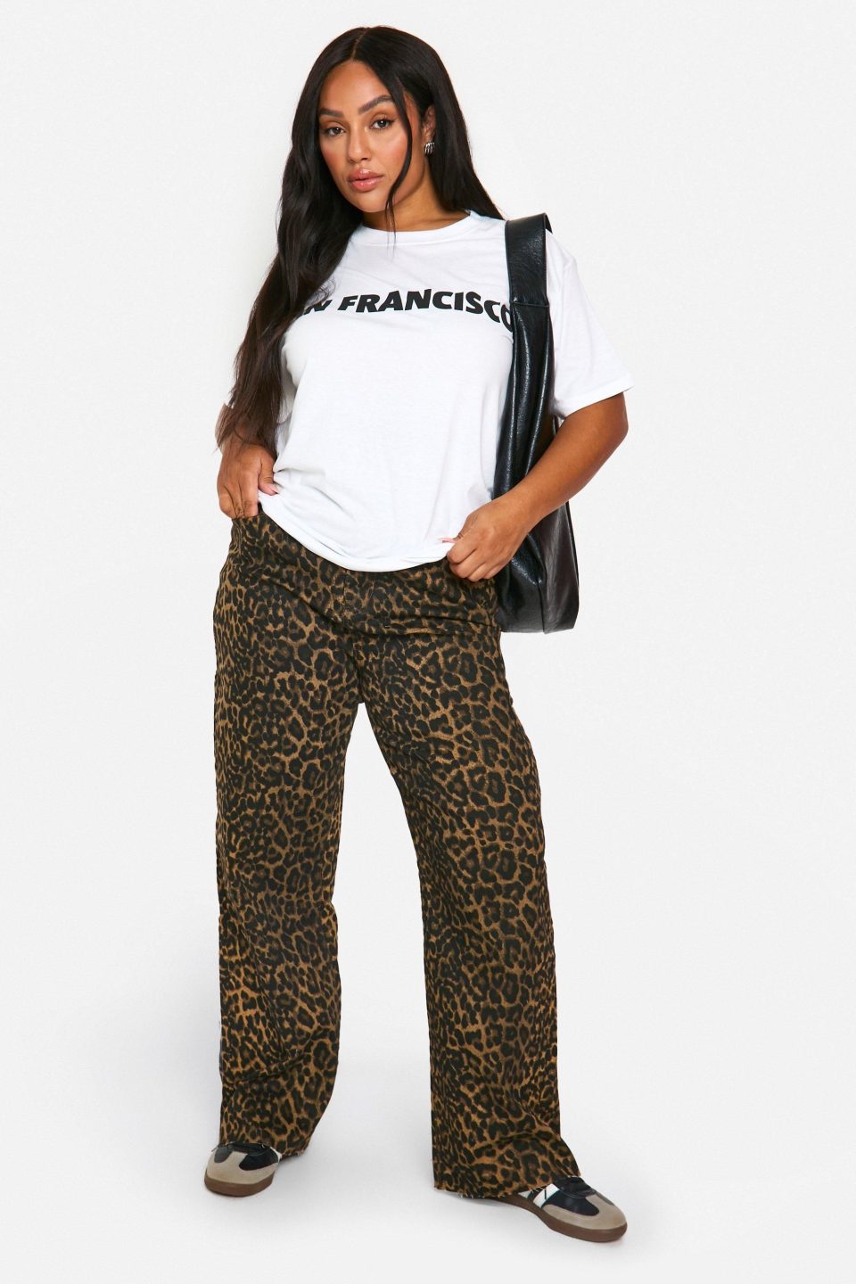 Plus Leopard Print Stretch Straight Leg Jean