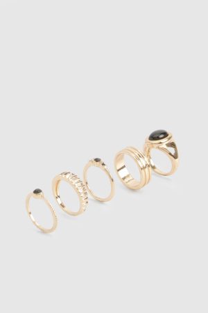 Black Stone Ring 5 Pack