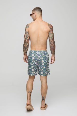 Camo Print Mid Length Swim Short