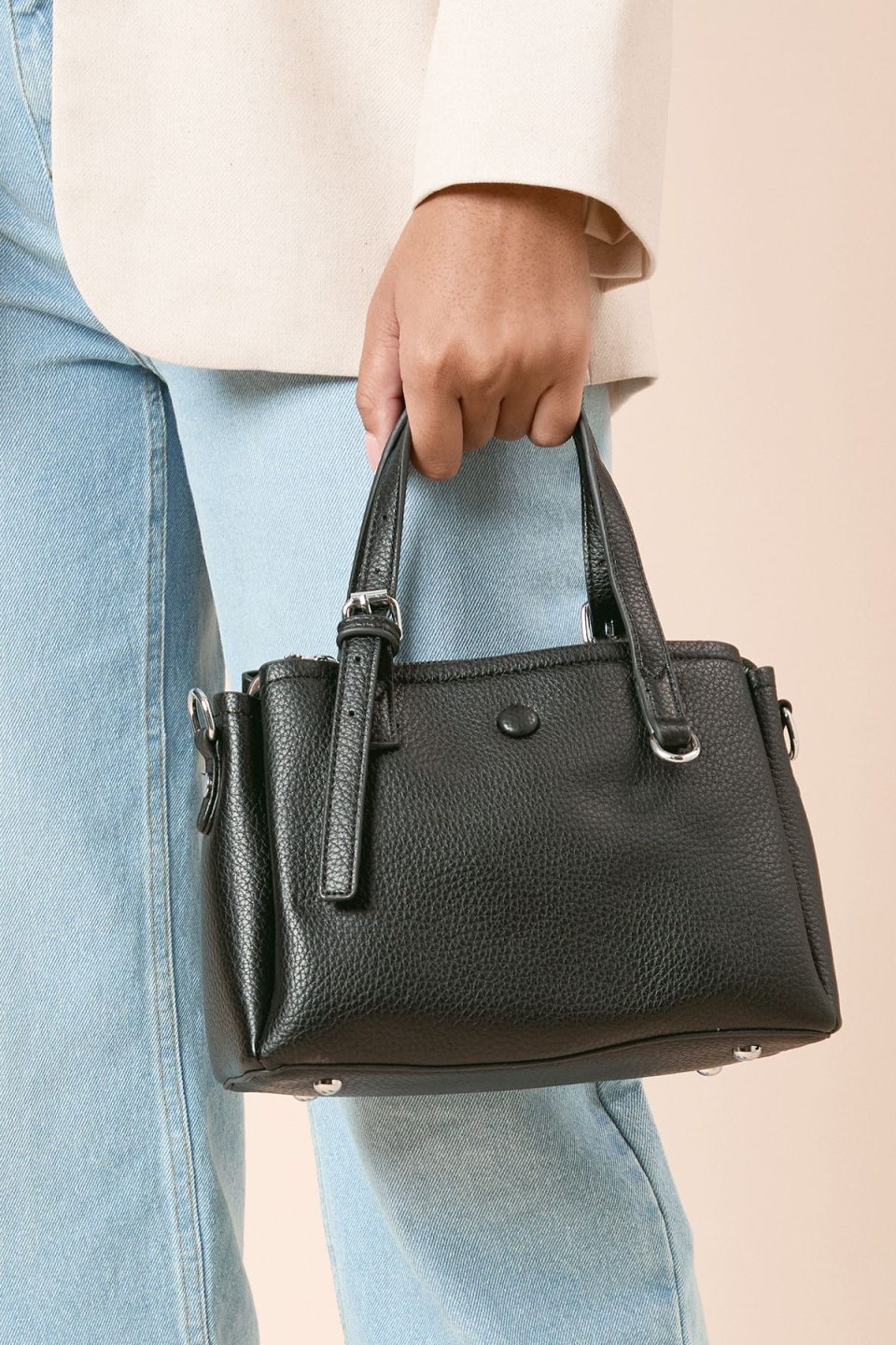 Lyon Faux Leather Tote Bag With Cross Body Strap