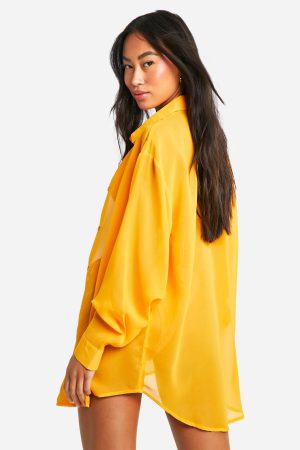 Button Front Longline Beach Shirt