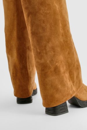 Stacked Heel Fold Over Knee High Boot