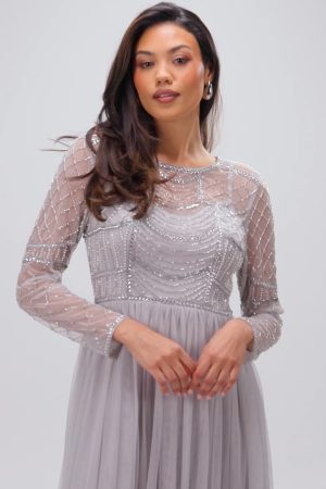 Statement Contour  Embellished Two In One Bridesmaid Dress