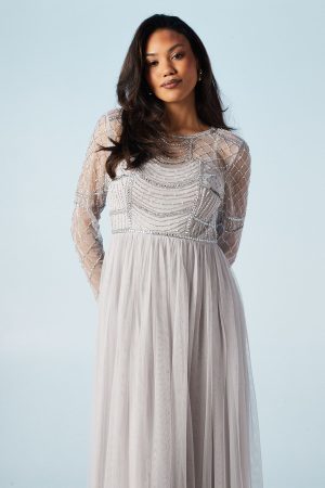 Statement Contour  Embellished Two In One Bridesmaid Dress
