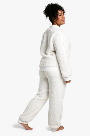 Plus Rib Fleece Half Zip And Jogger Lounge Set