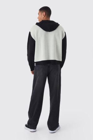 Boxy Distressed Varsity Hoodie