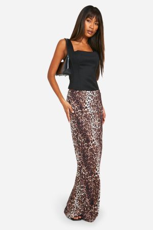 Leopard Print Jersey Maxi Skirt