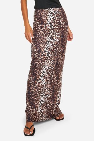 Leopard Print Jersey Maxi Skirt
