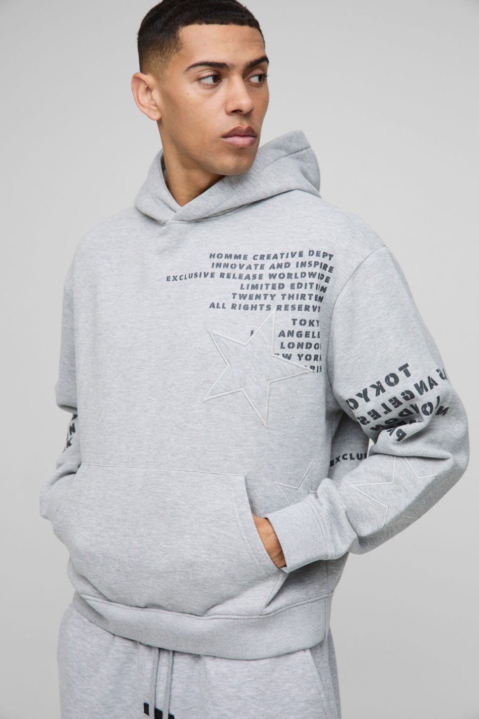 Oversized Boxy Star Applique Hoodie