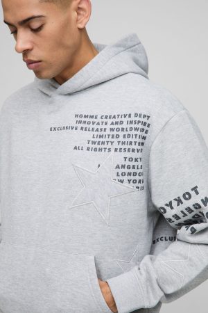 Oversized Boxy Star Applique Hoodie