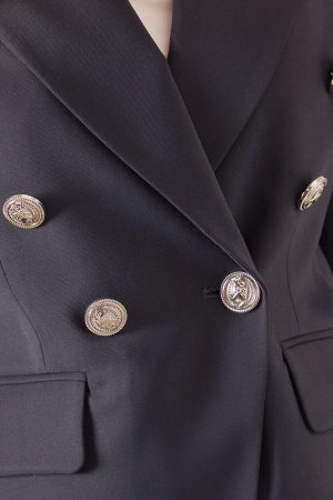 Petite Double Breasted Button Detail Blazer
