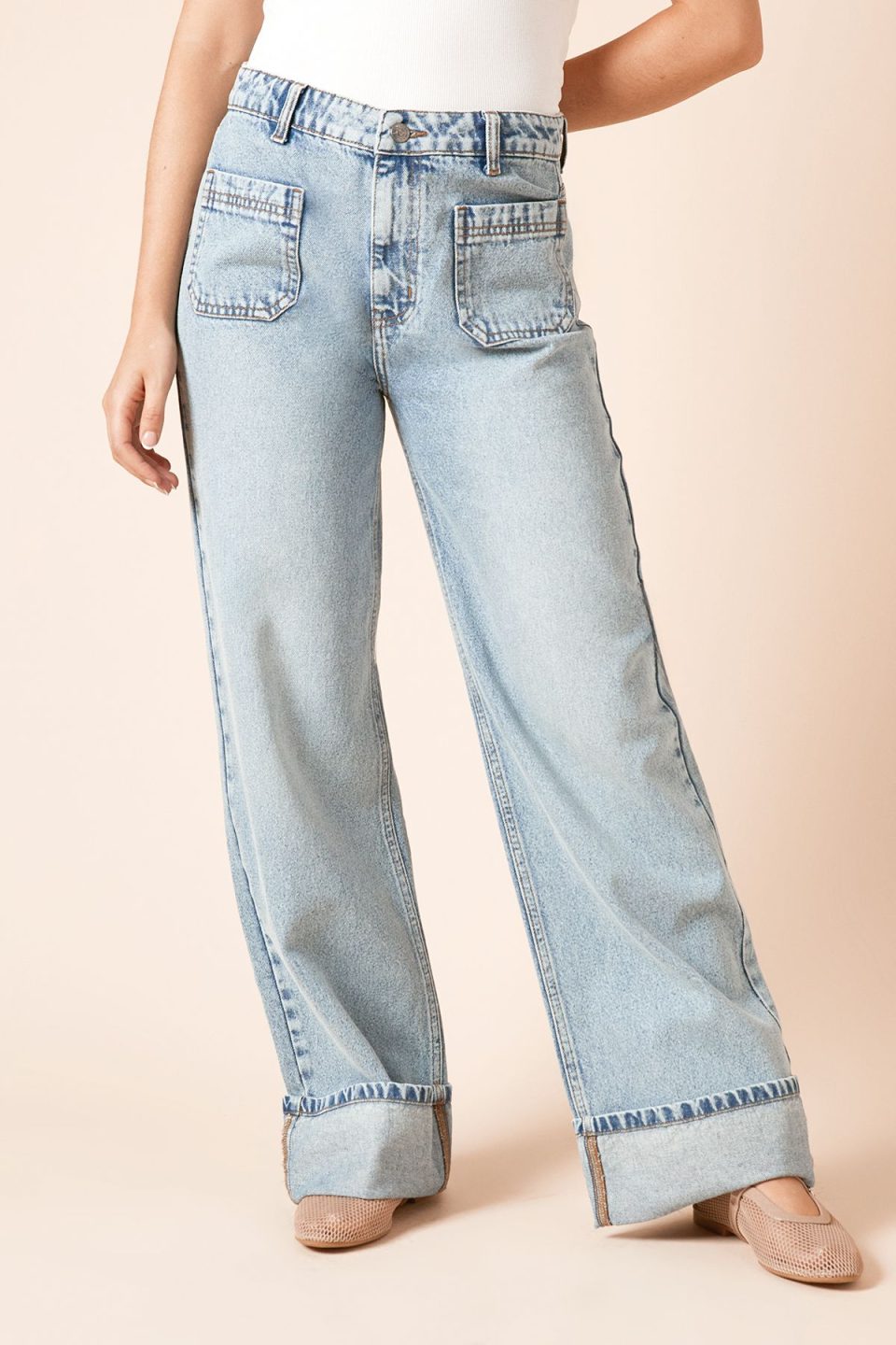 Straight Leg Jean With Patch Pockets