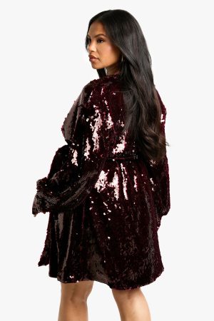 Plus Premium Sequin Wrap Dress