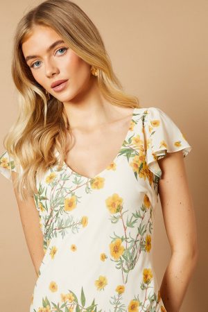 Floral Printed Chiffon Ruffle Tiered Maxi Dress