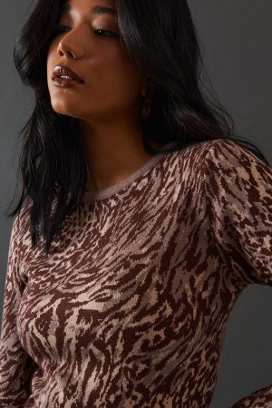 Animal Jacquard Slouchy Knitted Midaxi Dress