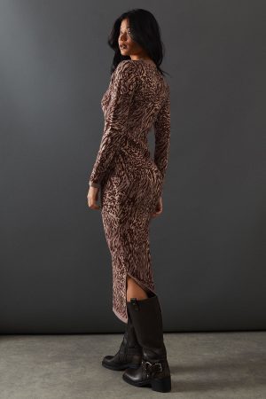 Animal Jacquard Slouchy Knitted Midaxi Dress