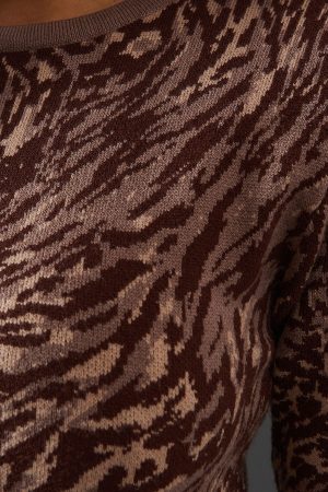 Animal Jacquard Slouchy Knitted Midaxi Dress