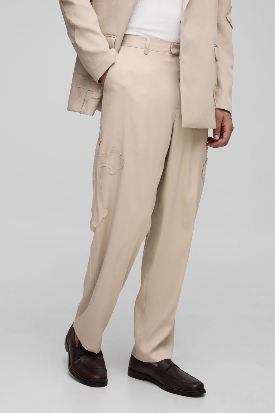 Relaxed Fit Cross Applique Suit Trouser