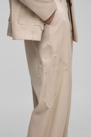 Relaxed Fit Cross Applique Suit Trouser