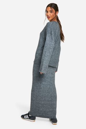 Soft Knit Fine Gauge Jumper And Maxi Skirt Knitted Co-ord