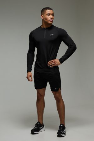 Man Active Crew Neck 1/4 Zip Short Tracksuit