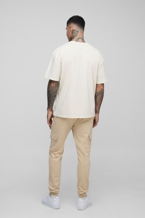 Tall 260GSM Loopback Skinny Fit Basic Cargo Joggers